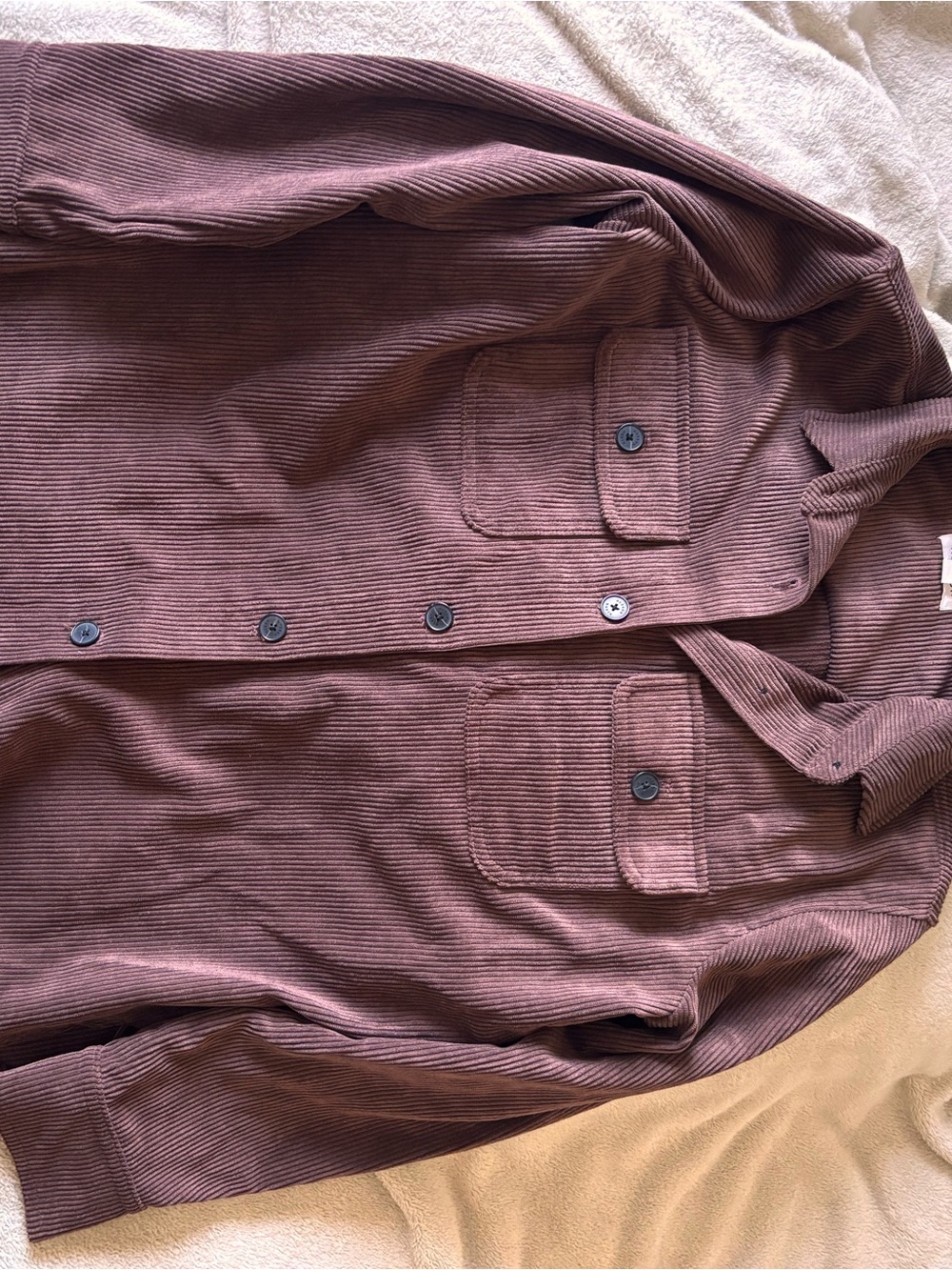 Corduroy Button-Up Jacket - brown
